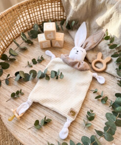 Darilni set za novorojenčka: Zajček ninica in voščilnica